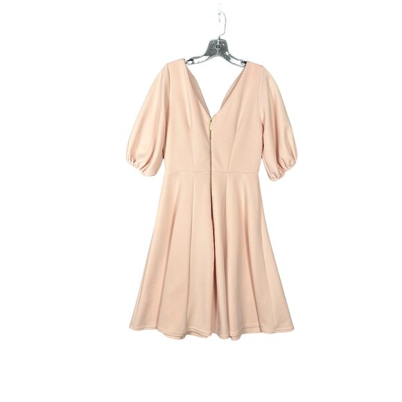 Blush Pink Puff Sleeve Fit & Flare Dress Size 10 Elegant Cocktail Evening Party - Picture 4 of 12